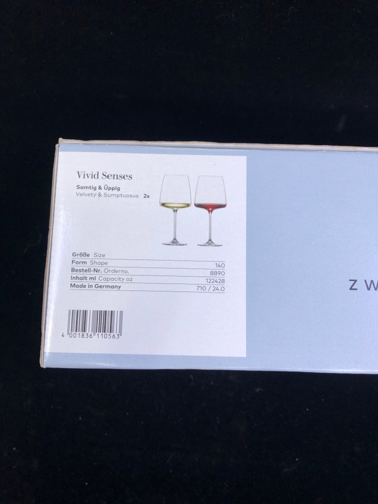 NIB 2 ZWIESEL WINE GLASSES.