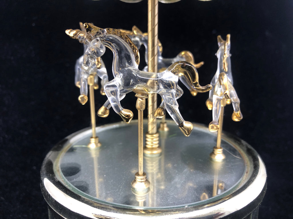 SILVER CAROUSEL MUSIC BOX.