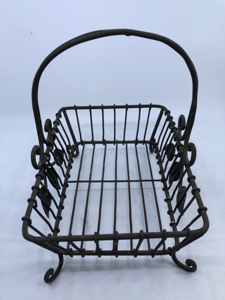GREEN METAL BASKET.