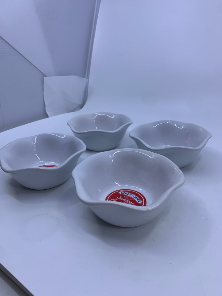 4 SMUCKERS SUNDAE BOWLS RUFFLE EDGE.