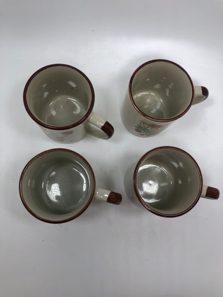4 VTG WILD STRAWBERRY MUGS.