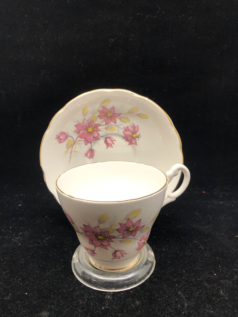 ROYAL ASCOT PINK FLORAL TEA CUP AND SAUCER.