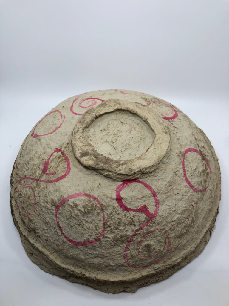 LARGE PAPER MACHE DECORATIVE BOWL.