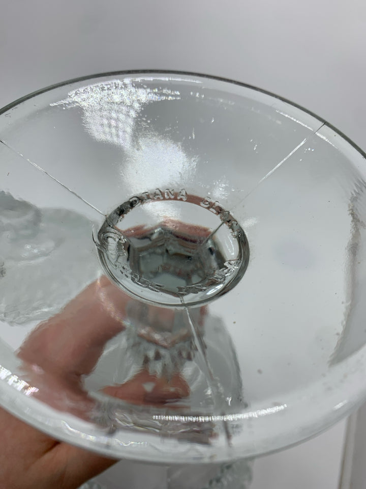 VTG DIAMOND CUT GLASS PEDESTAL CANDY DISH W/LID.