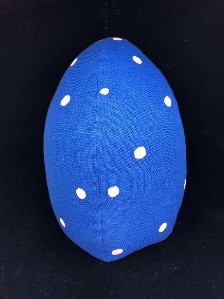 DARK BLUE W/ PINK POLKA DOTS EGG PILLOW.