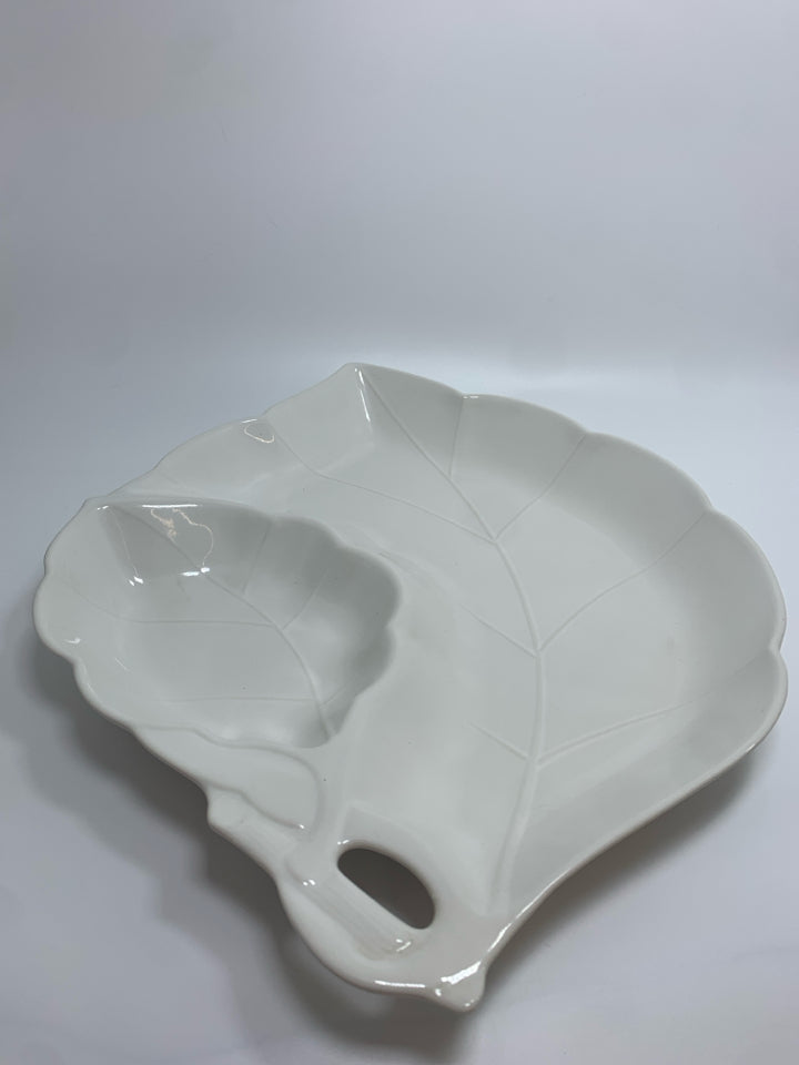 WHITE LEAF SECTIONED PLATTER.