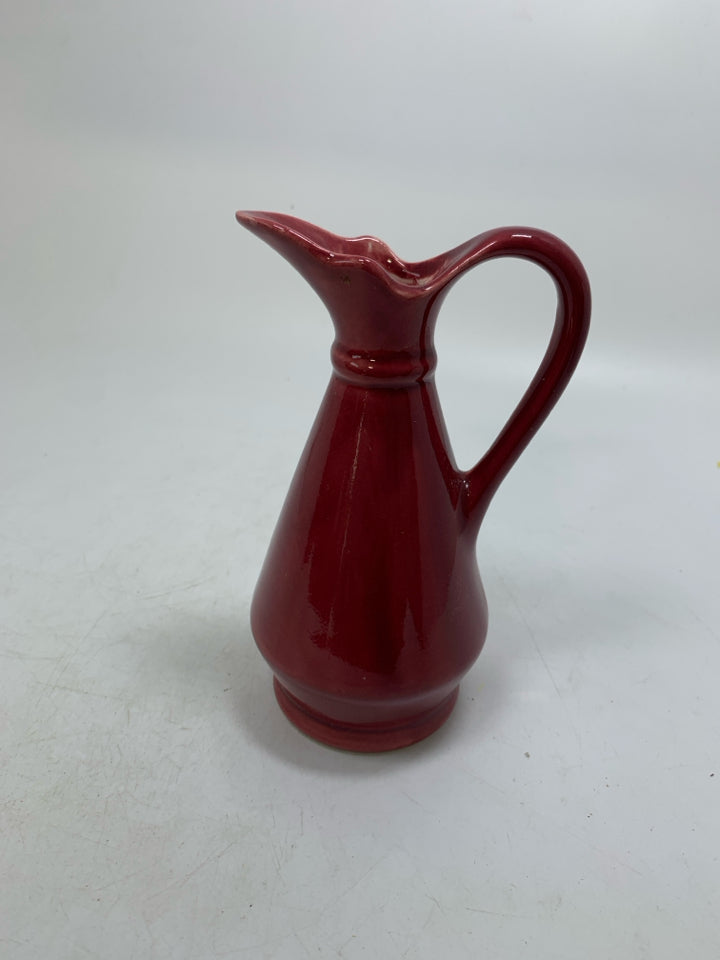 RUBY RED SMALL CERAMIC PITCHER.