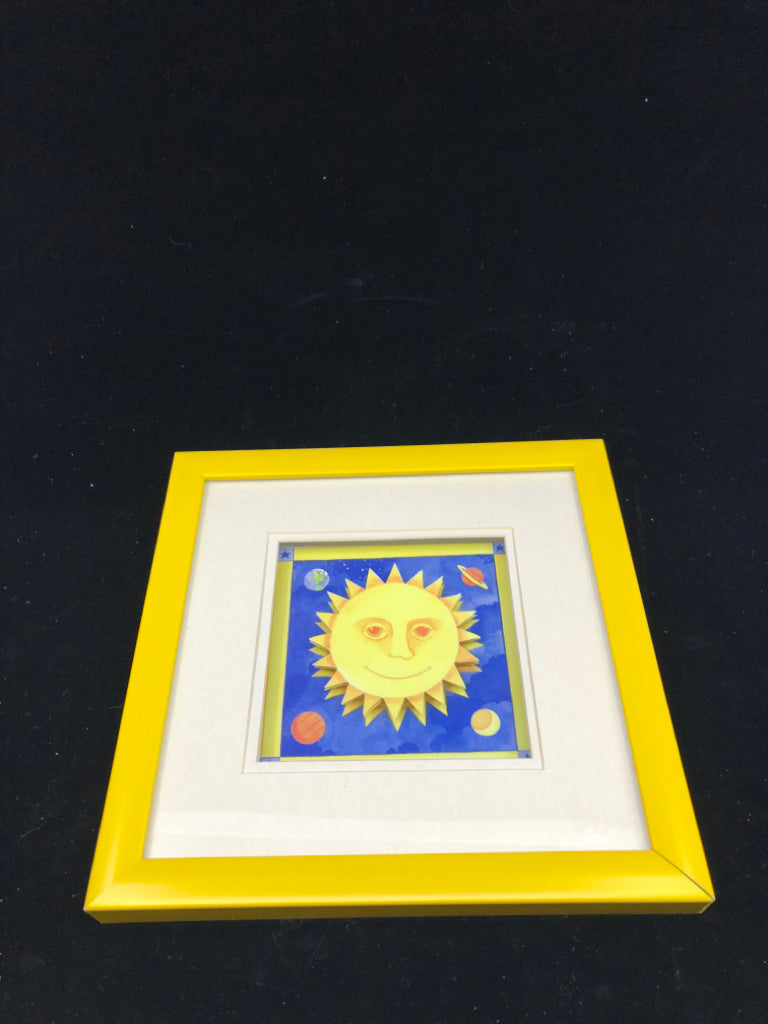 3D SUN IN YELLOW FRAME.