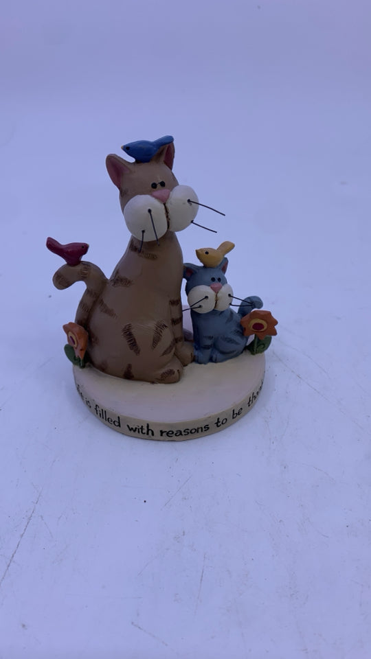BROWN RESIN CAT FIGURE.