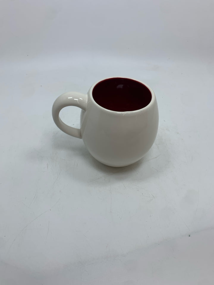 RAE DUNN SNOWMAN RED INTERIOR MUG.