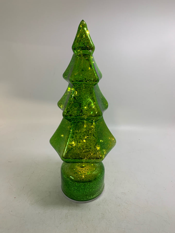GREEN MERCURY GLASS LIGHT UP TREE.