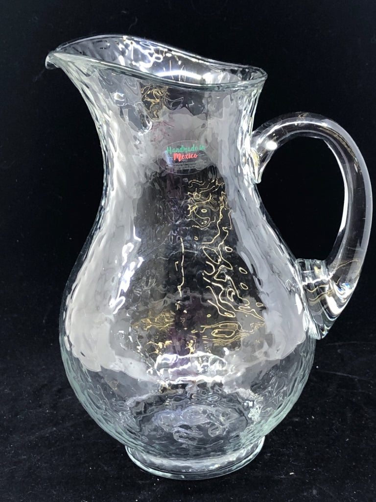 TEXTURED GLASS PITCHER.