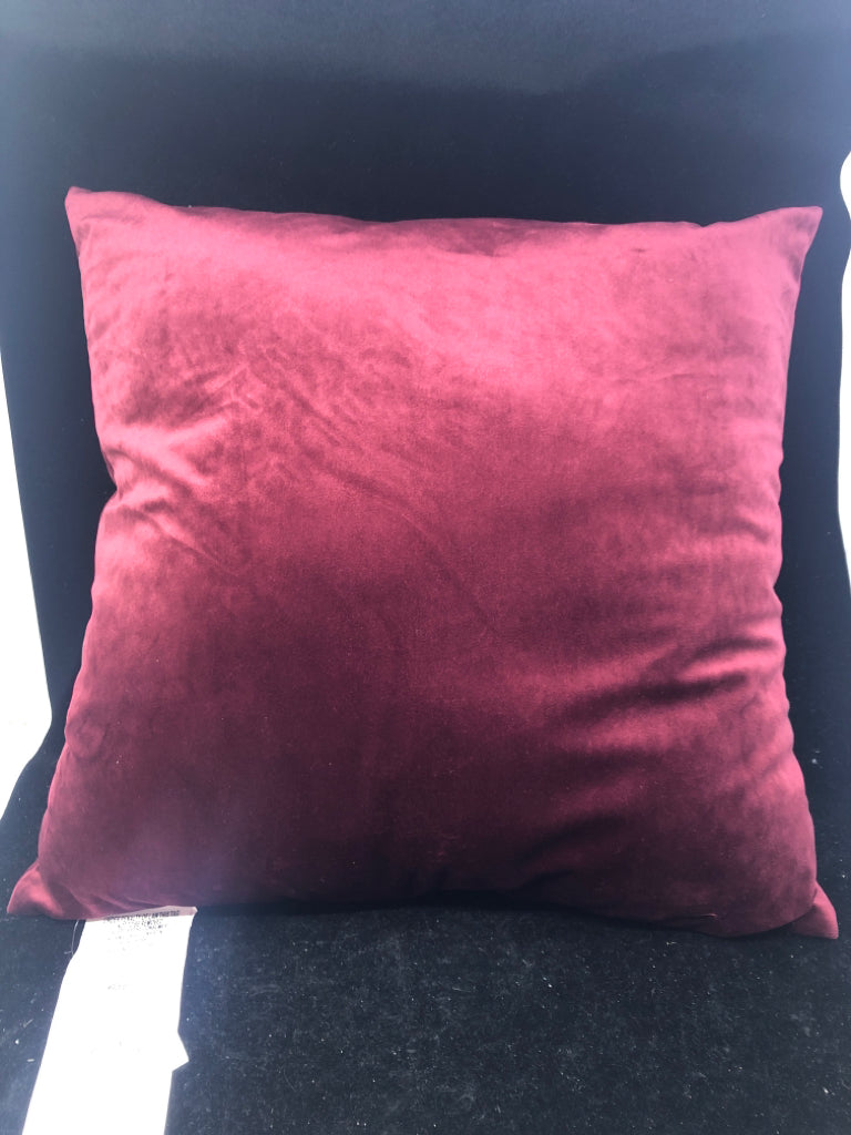 MAROON RED SQUARE PILLOW.
