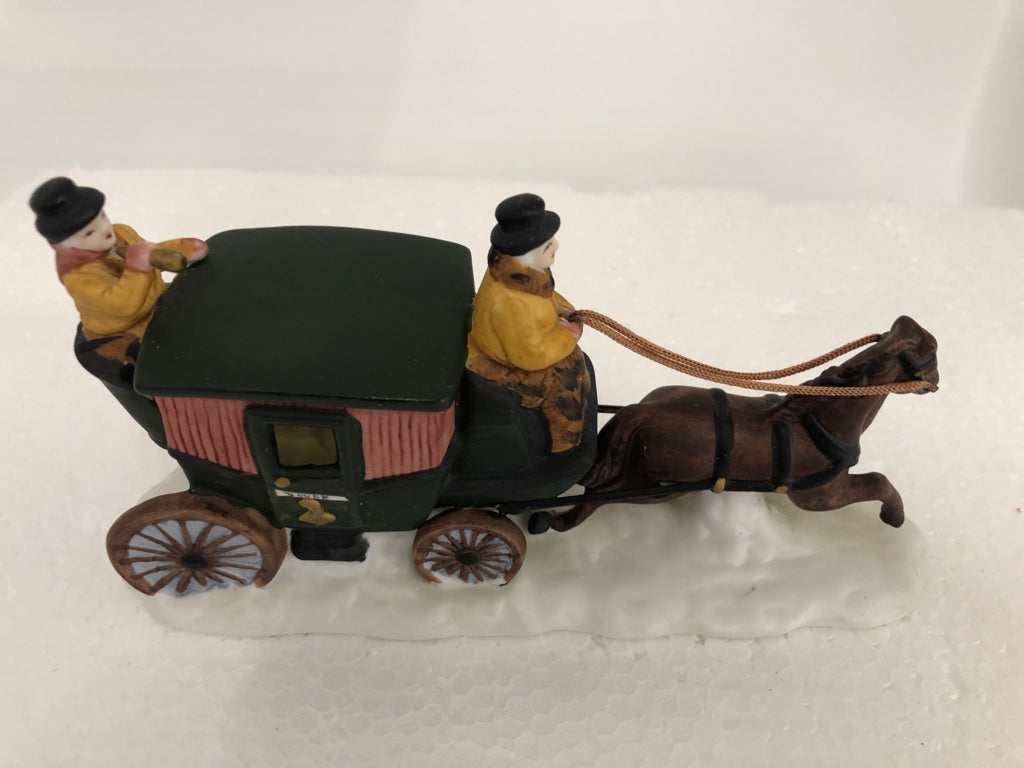 VILLAGE ACCESSORIES CERAMIC HORSE/BUGGY- DEPT 56.