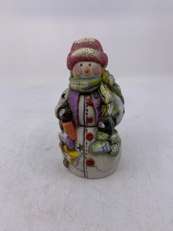 SNOWMAN TEA LIGHT HOLDER.