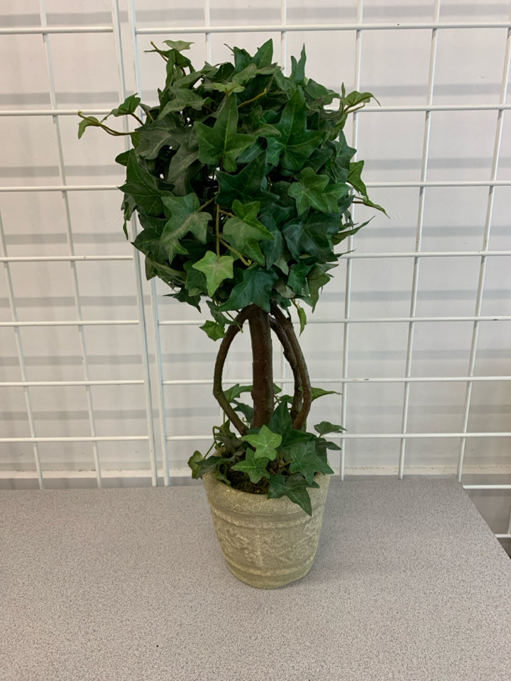 FAUX IVORY TOPIARY IN PLANTER.