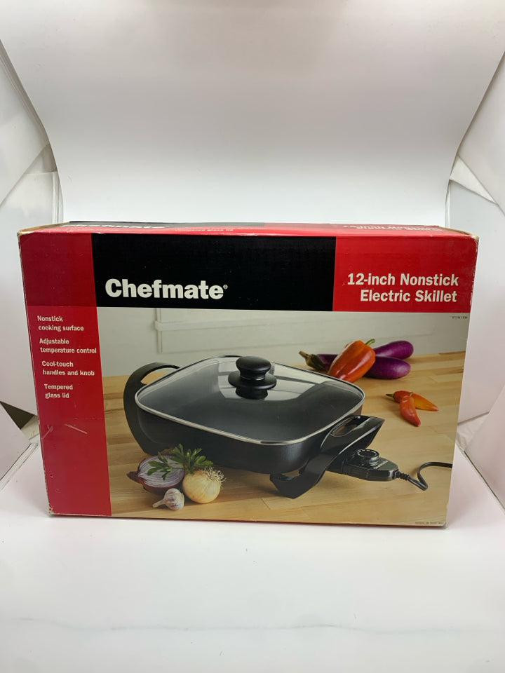 NIB CHEFMATE NONSTICK ELECTRIC SKILLET.