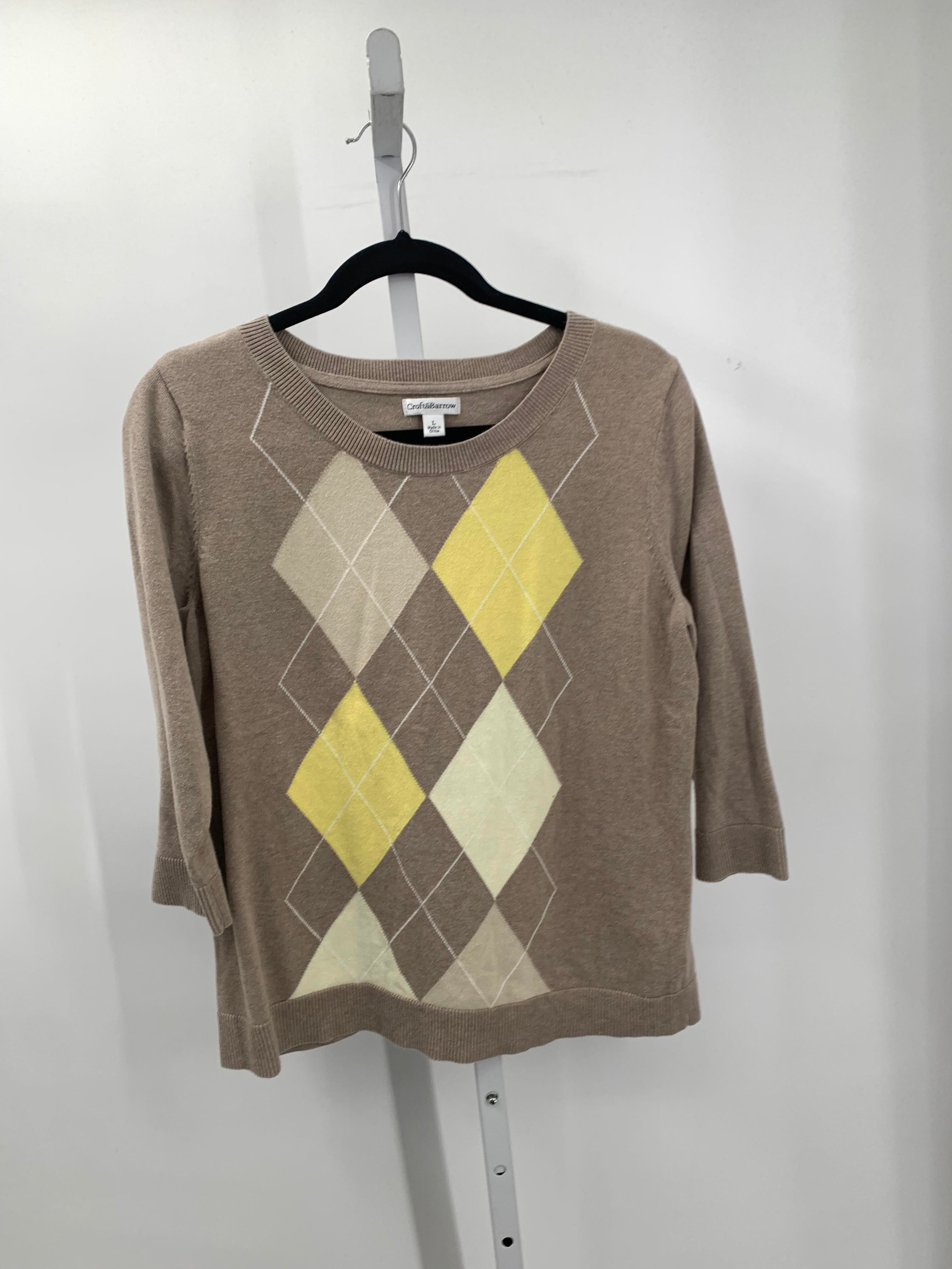 Croft & Barrow Size Large Misses 3/4 Sleeve Sweater