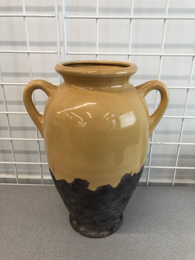 TAN GLAZE AND PURPLE VASE.