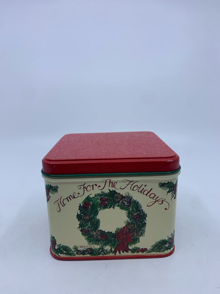 HOME FOR THE HOLIDAYS METAL TIN BOX.