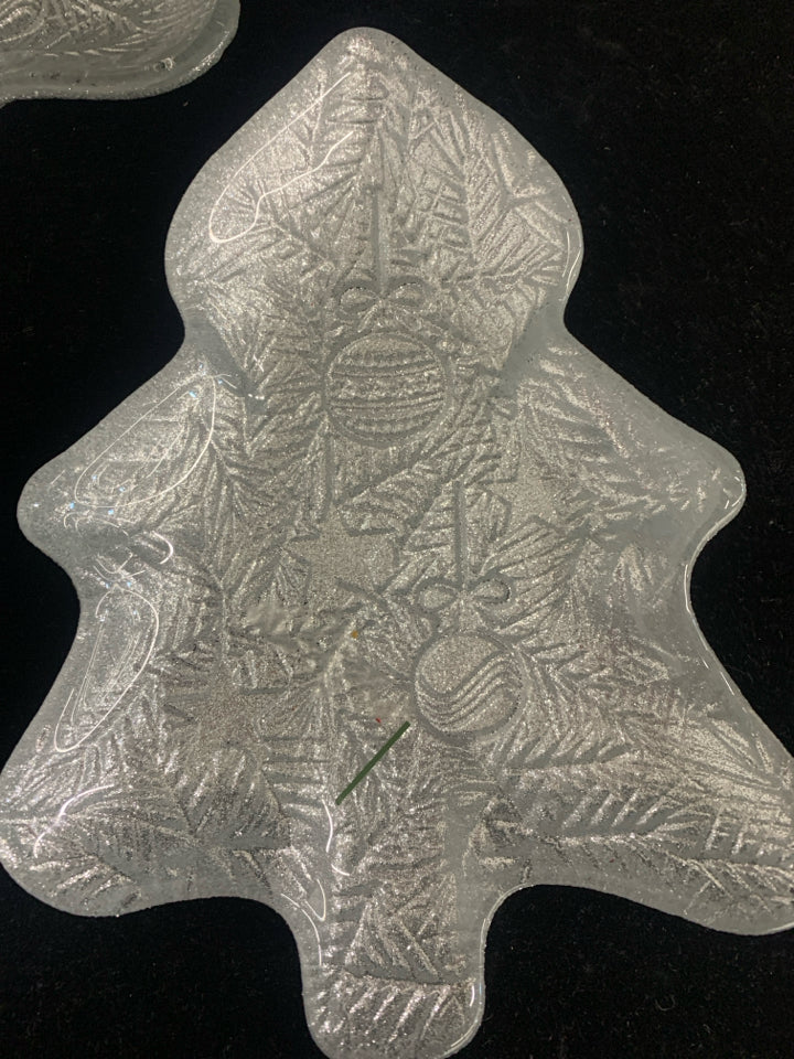 3 SILVER CHRISTMAS TREE DISH.