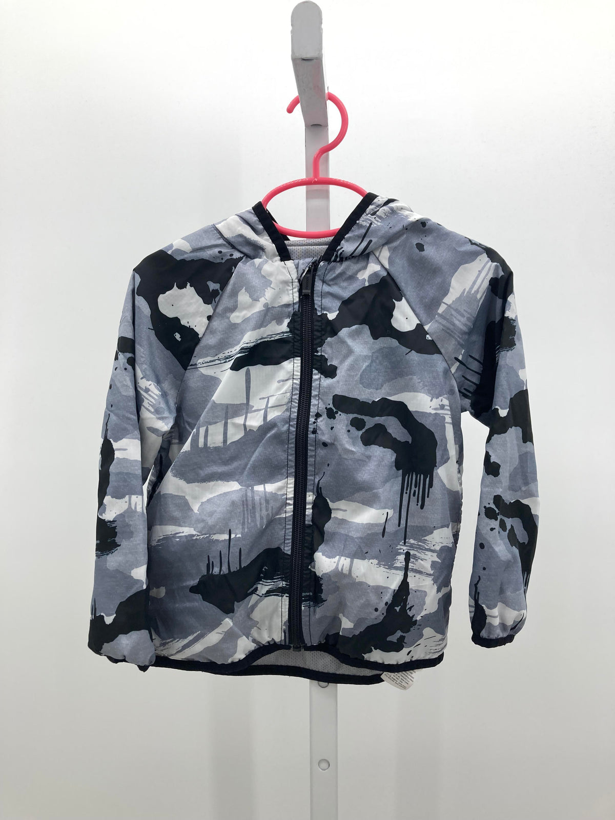 BLK/WHT HOODED ZIP UP