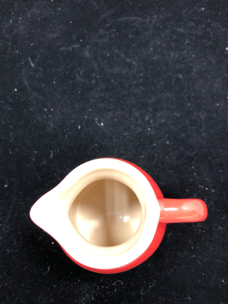 CHERRY RED STONEWARE SYRUP JUG - LE CREUSET.