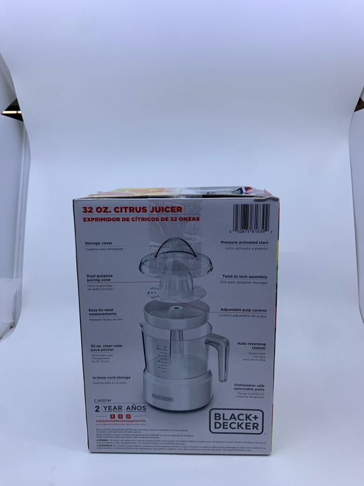 NIB BLACK AND DECKER CITRUS JUICER.