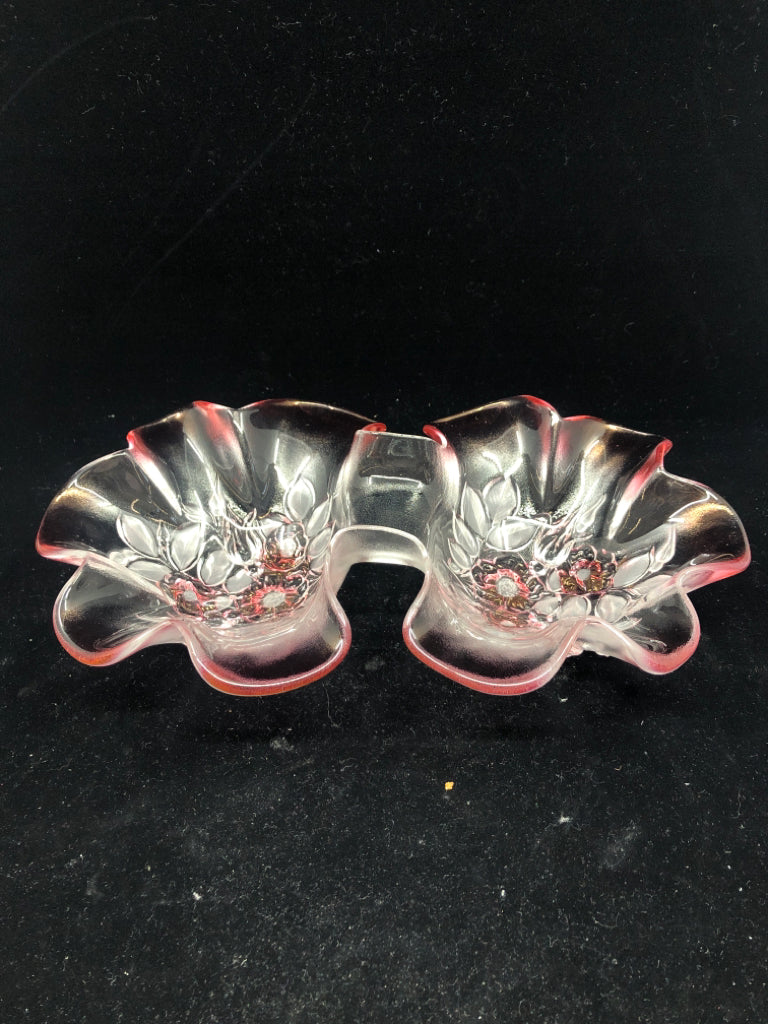 WAVY FLORAL SHAPED 2 DISH BOWL.