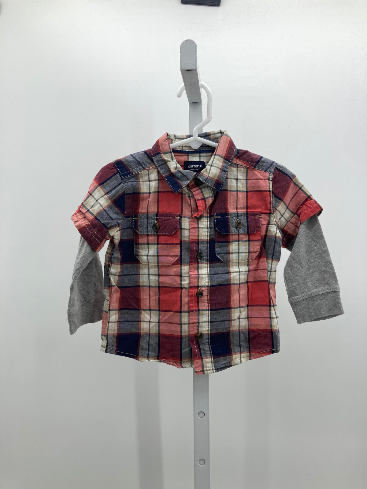 NAVY PLAID BTN DOWN