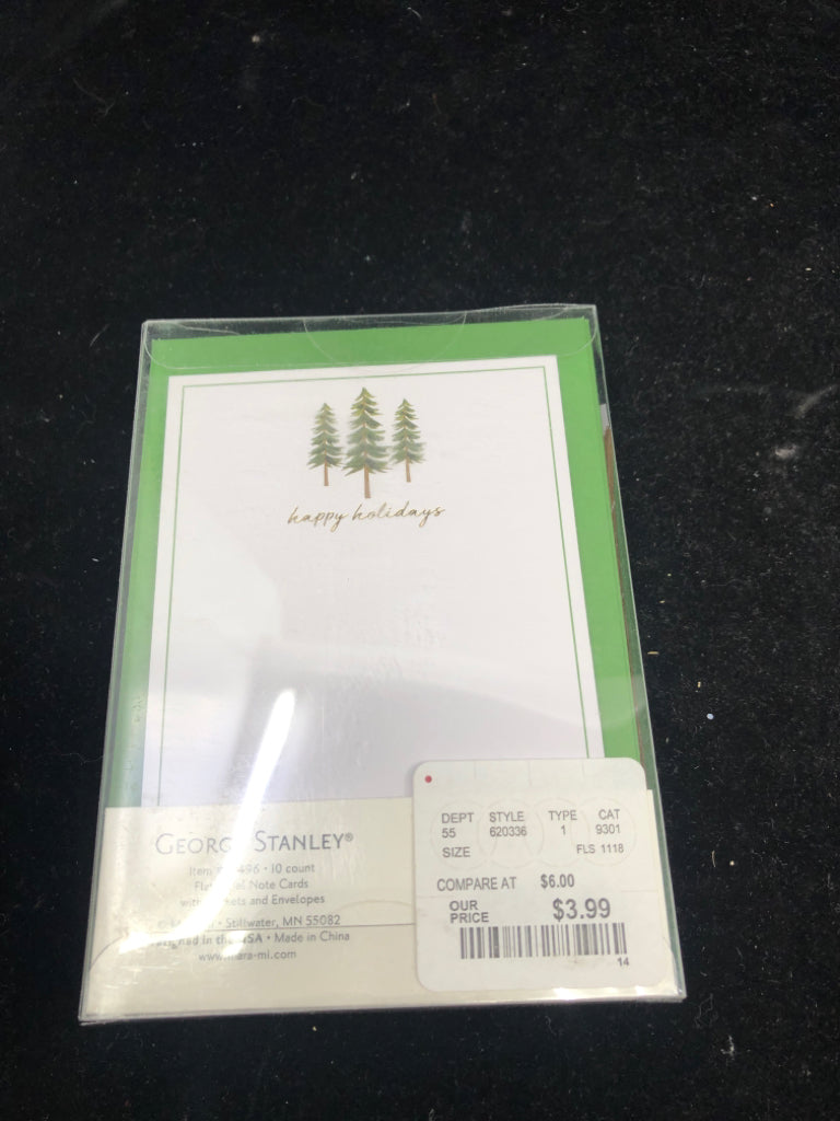 NIP GEORGE STANLEY 10 FLAT PANEL NOTE CARD W POCKETS.