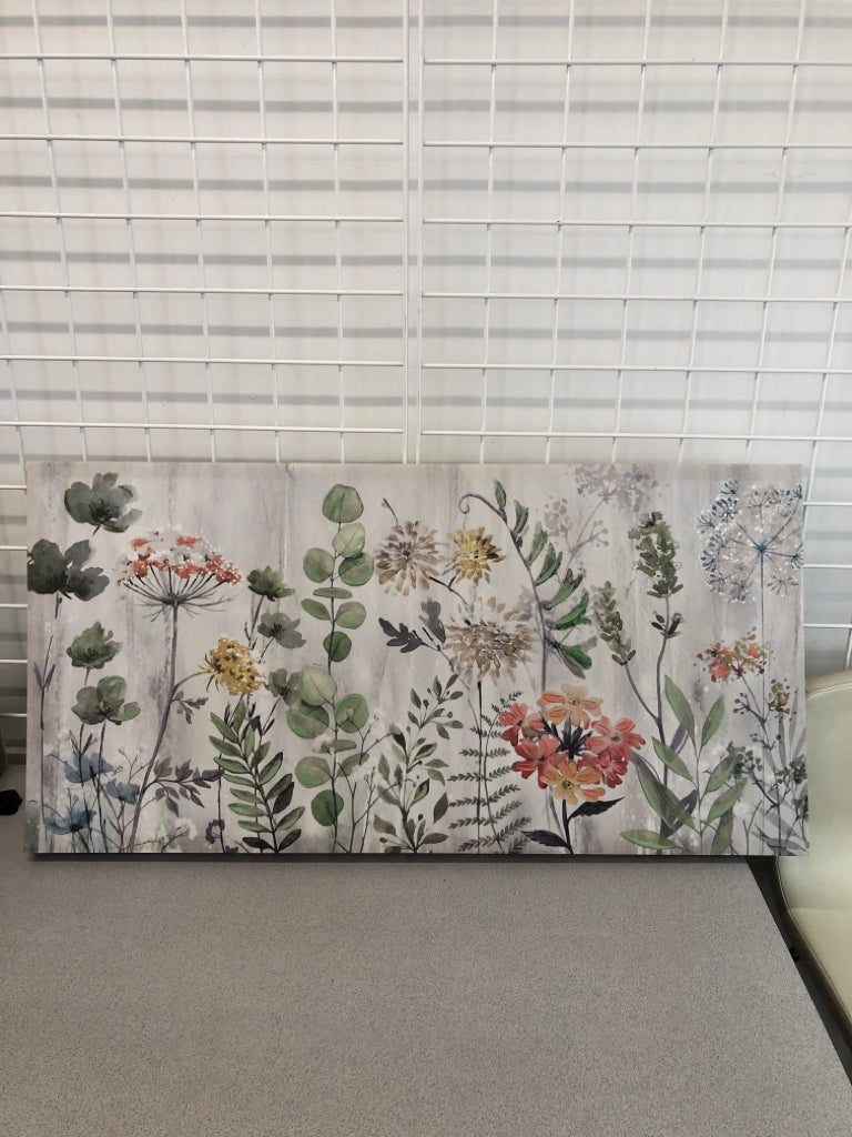 TEXTURED FLOWER FIELD CANVAS WALL ART.