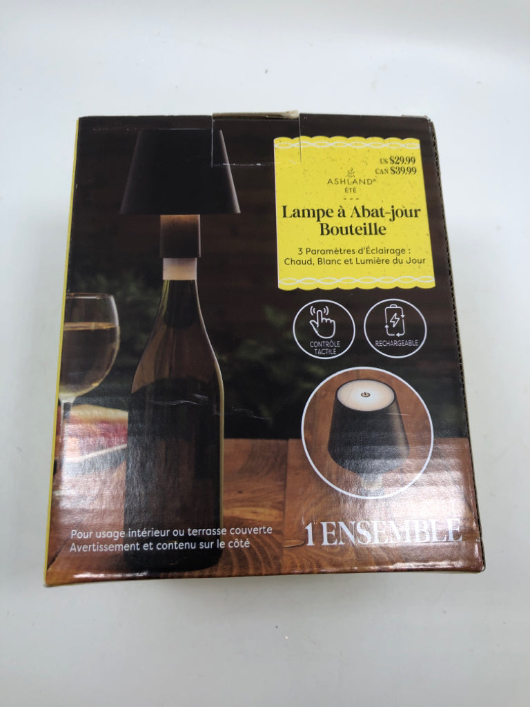NIB BOTTLE SHADE LAMP LED.