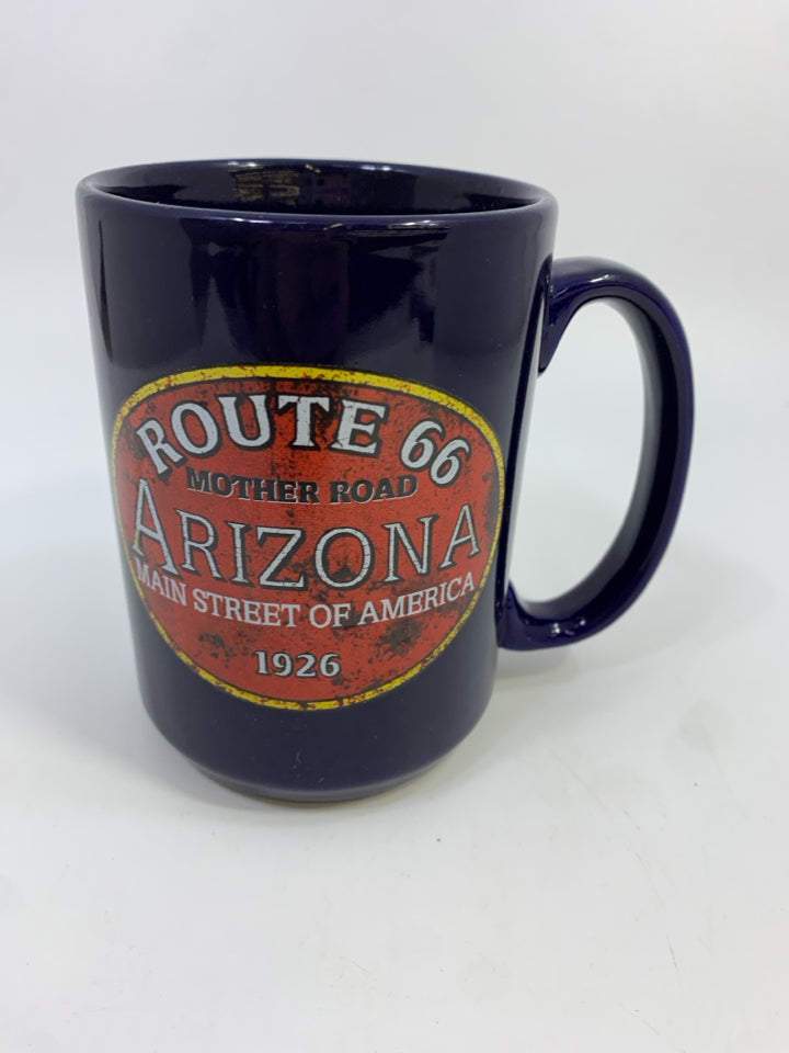 ROUTE 66 NAVY BLUE COFFEE MUG.