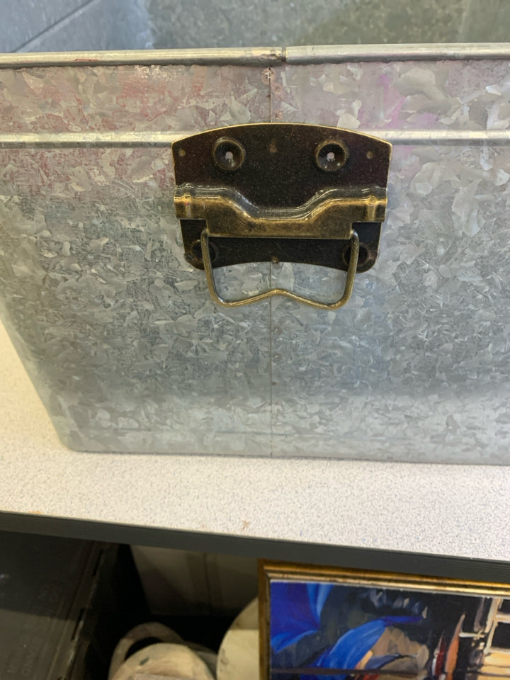 GALVANIZED METAL "MERRY CHRISTMAS" BIN.