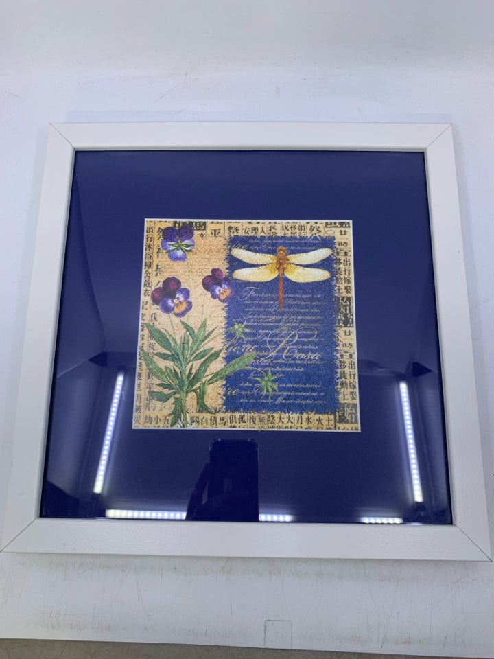 FRAMED DRAGONFLY PRINT WALL ART.