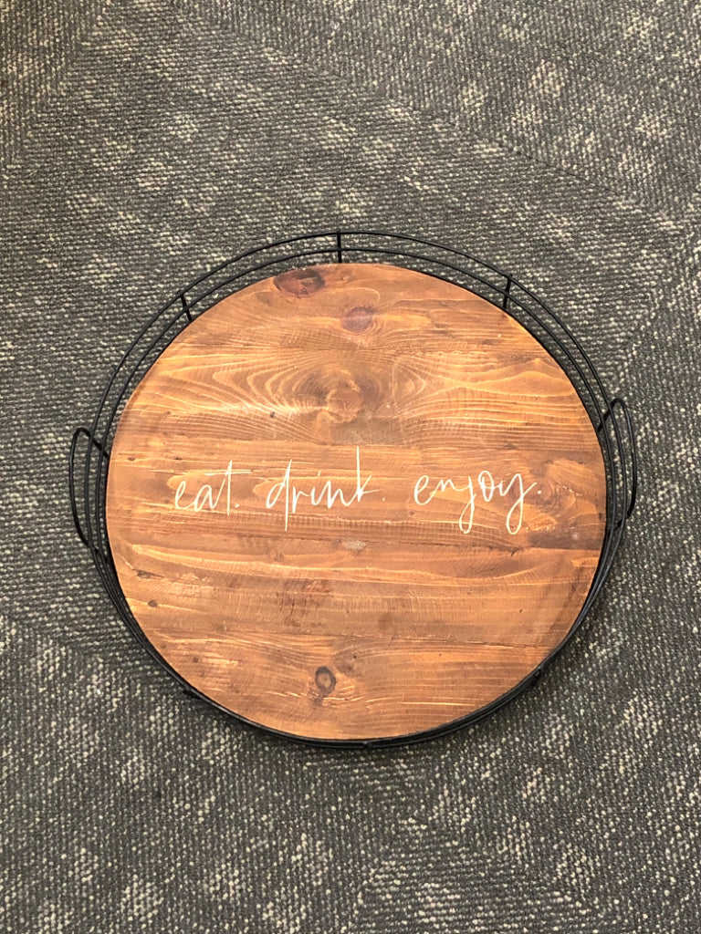 "EAT DRINK ENJOY" WOODEN TRAY.