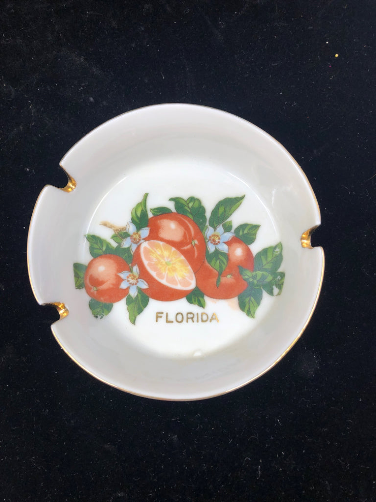 FLORIDA ASHTRAY W/ PRINTED ORANGES.