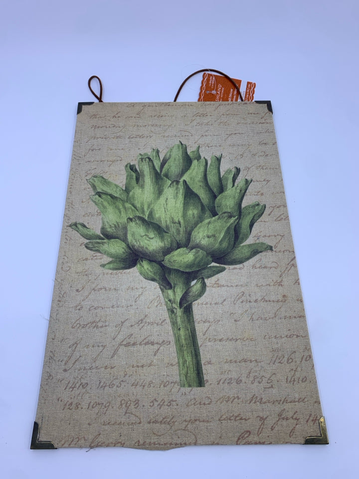 ARTICHOKE IN SCRIPT BACKGROUND WALL ART.