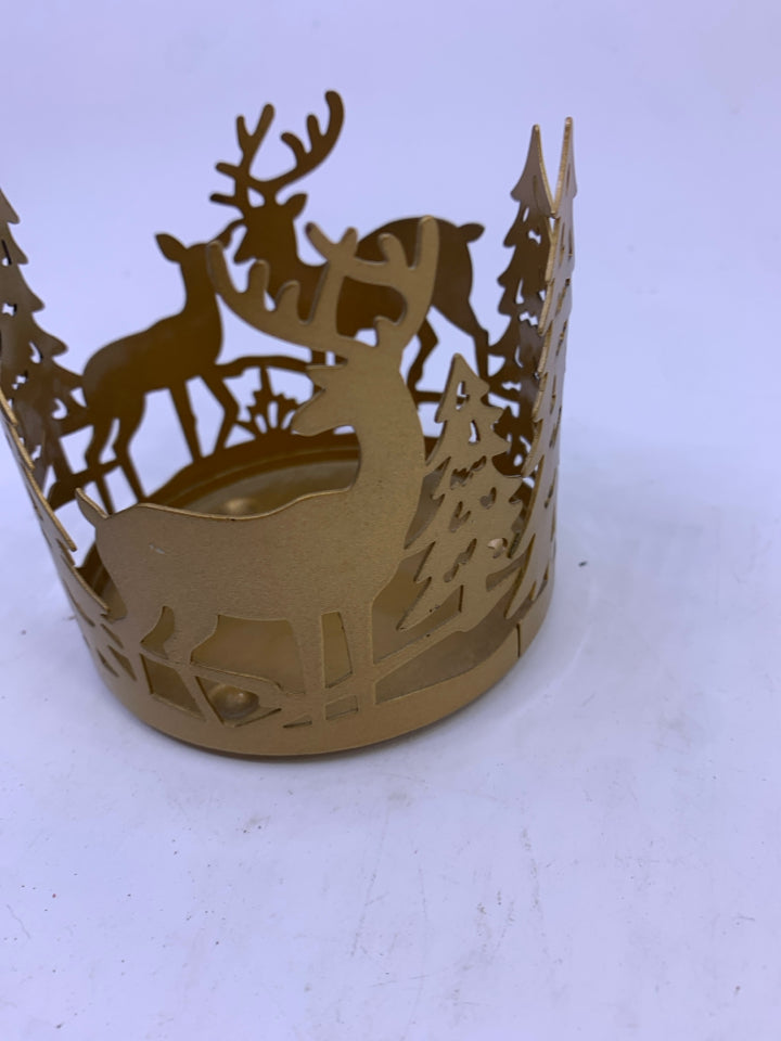 SMALL GOLD DEER CANDLE SLEEVE.