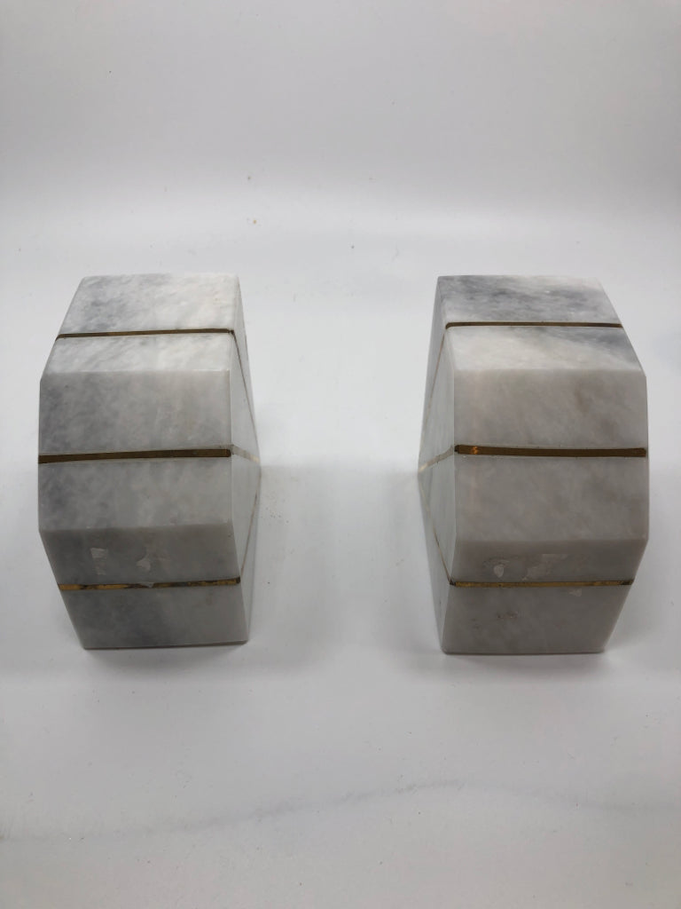 2 MARBLE BOOK ENDS.