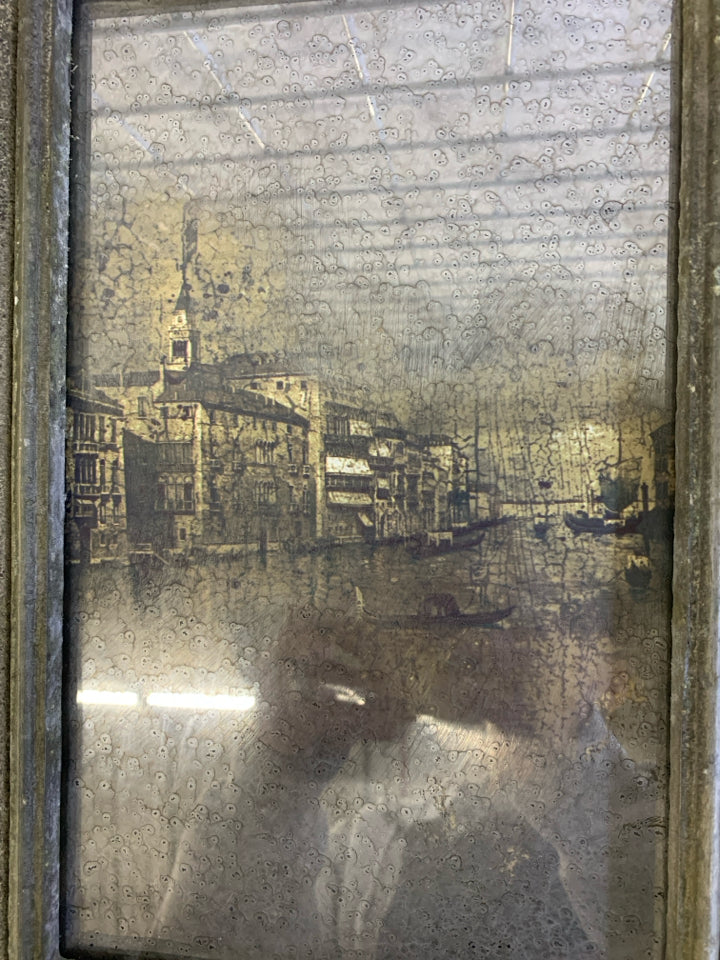 DISTRESSED FRAME MERCURY GLASS EUROPEAN CITIES.