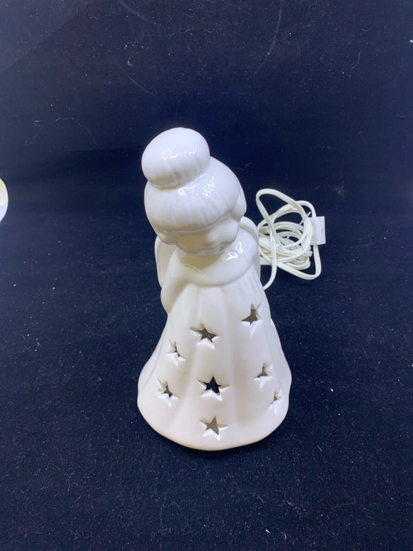 WHITE CERAMIC LIGHT UP ANGEL.