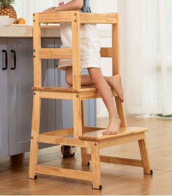 Kitchen Step Stool for Kids and Toddlers with Safety Rail Children Standing Towe