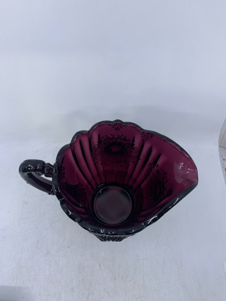 FOOTED DARK PURPLE W/ EMBOSSED SUNFLOWERS.