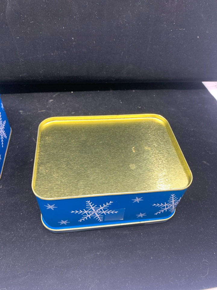 2 WINTER SCENE NESTING TIN BOXES.