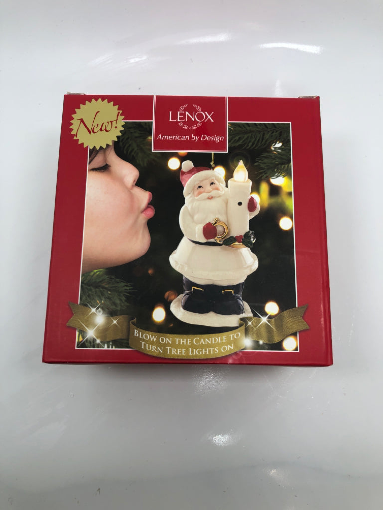 CANDLE SANTA ORNAMENT - LENOX - IN BOX.