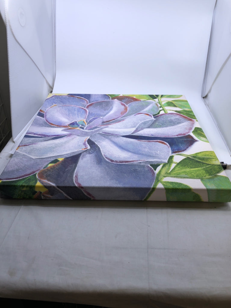 PURPLE SUCCULENT CANVAS WALL HANGING.