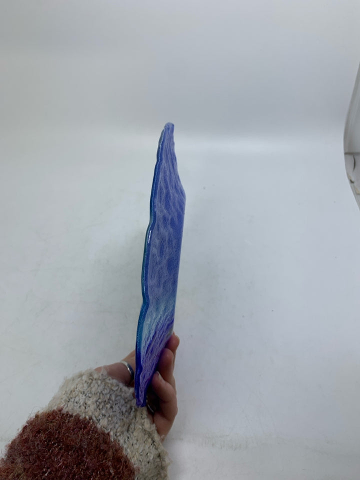 FUSED GLASS LIGHT HOUSE W/ WAVES CRASHING PLATE.