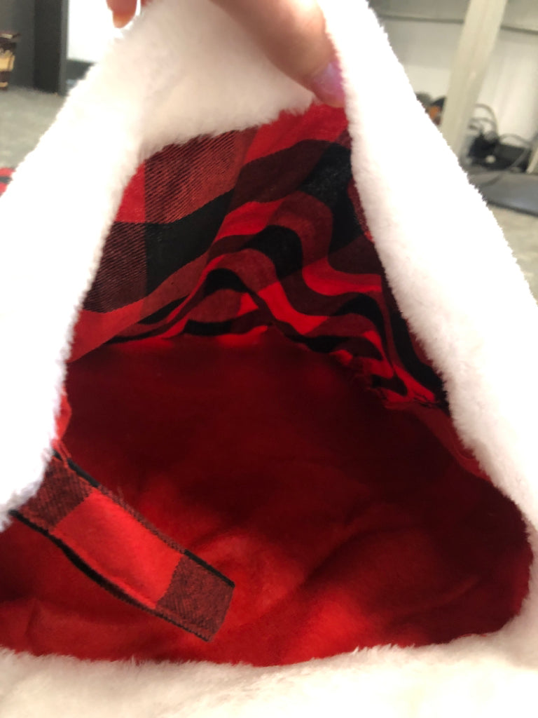 JUMBO BLACK & RED CHECKERED STOCKING.